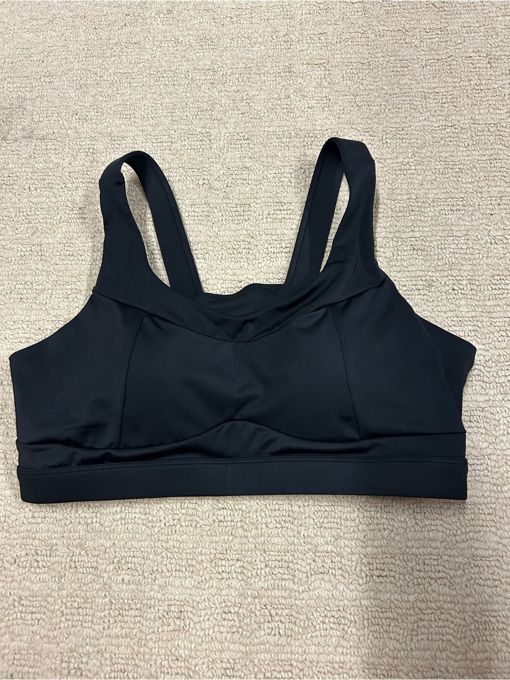 Women's Black Supportive Sports Bra with Wide Straps